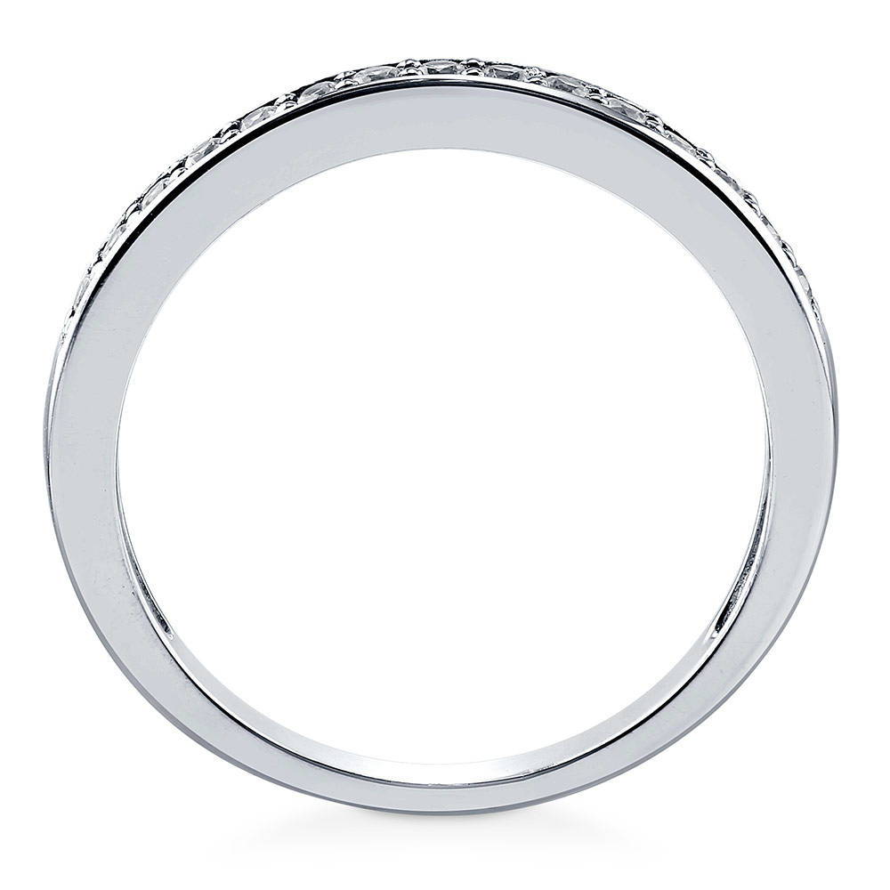 Pave Set CZ Half Eternity Ring in Sterling Silver