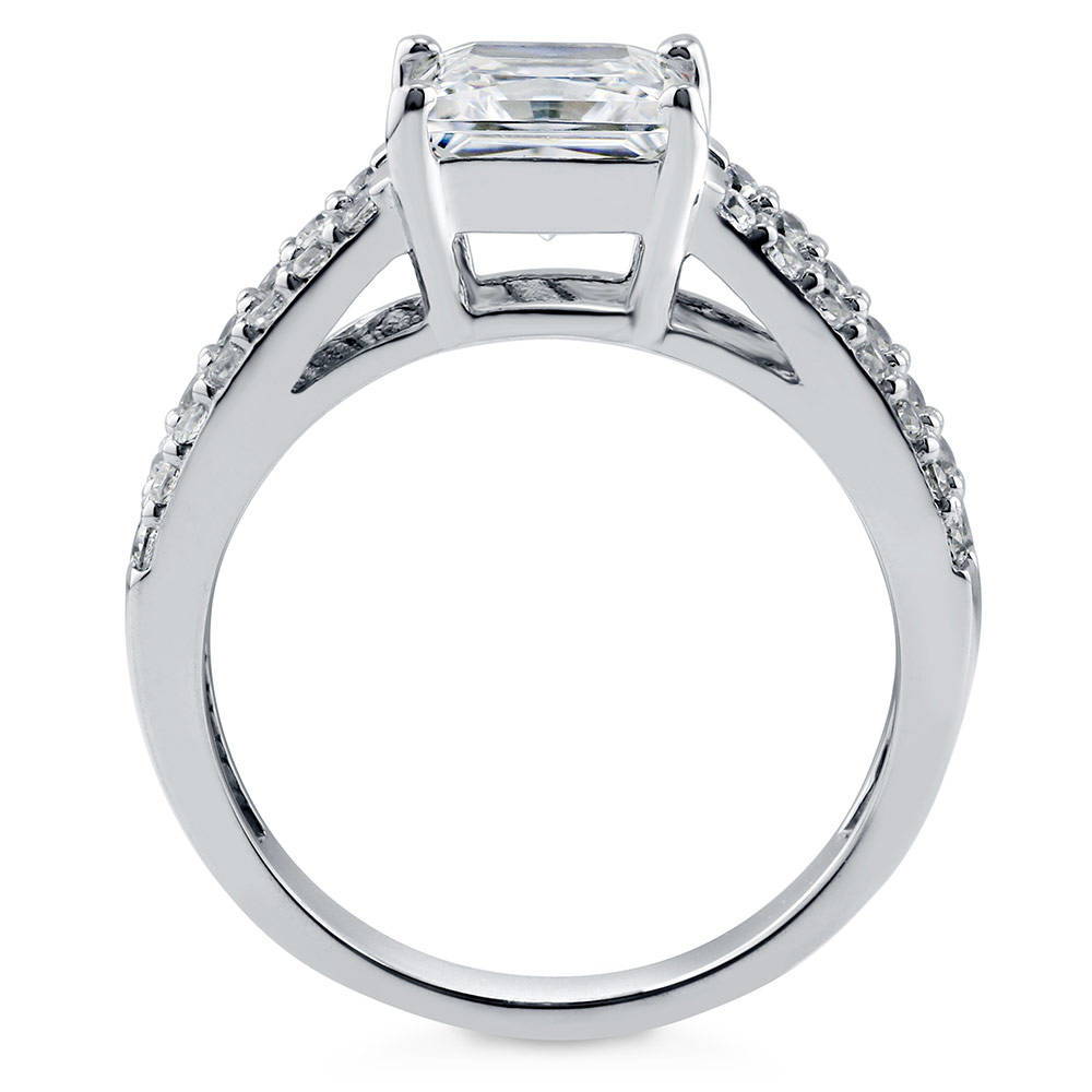 Alternate view of Solitaire 2ct Princess CZ Split Shank Ring in Sterling Silver, 8 of 9