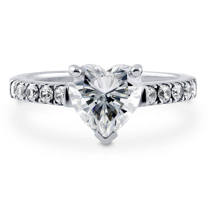 Solitaire Heart 1.7ct Heart CZ Ring in Sterling Silver