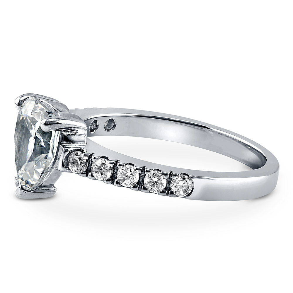 Angle view of Solitaire Heart 1.7ct Heart CZ Ring in Sterling Silver, 5 of 9