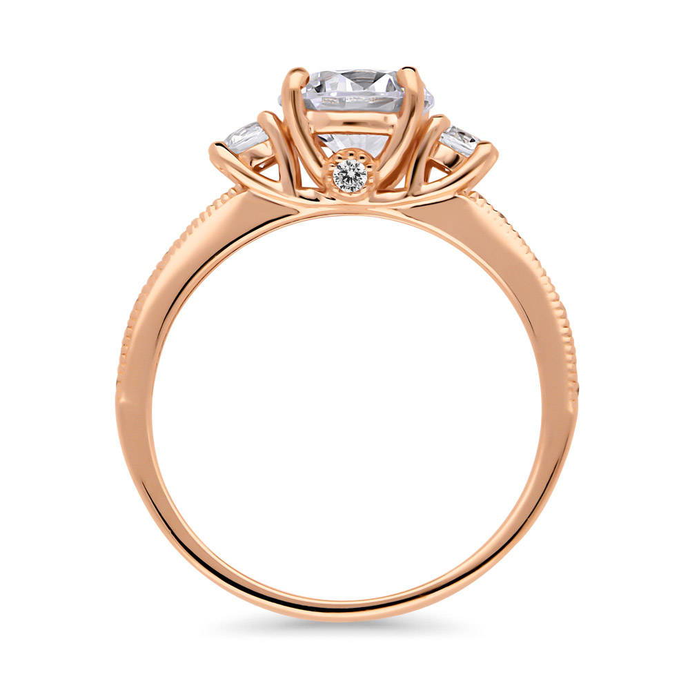 Alternate view of 3-Stone 1.25ct CZ Ring in Rose Gold Plated Sterling Silver, 7 of 7
