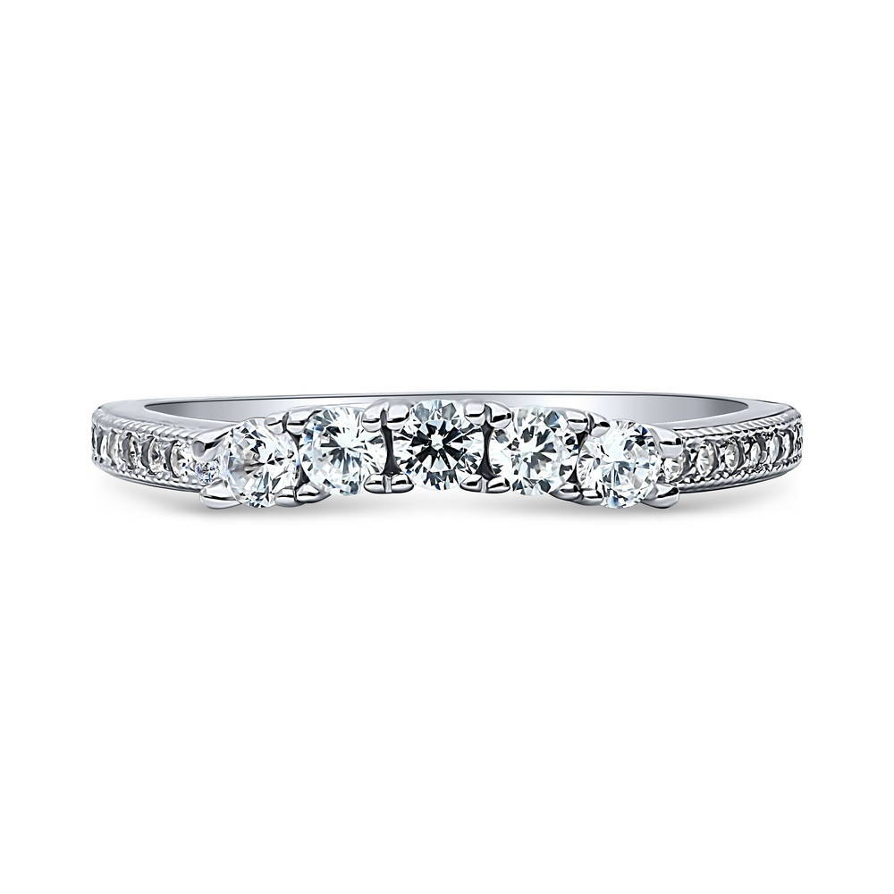 5-Stone CZ Curved Half Eternity Ring in Sterling Silver, 1 of 9