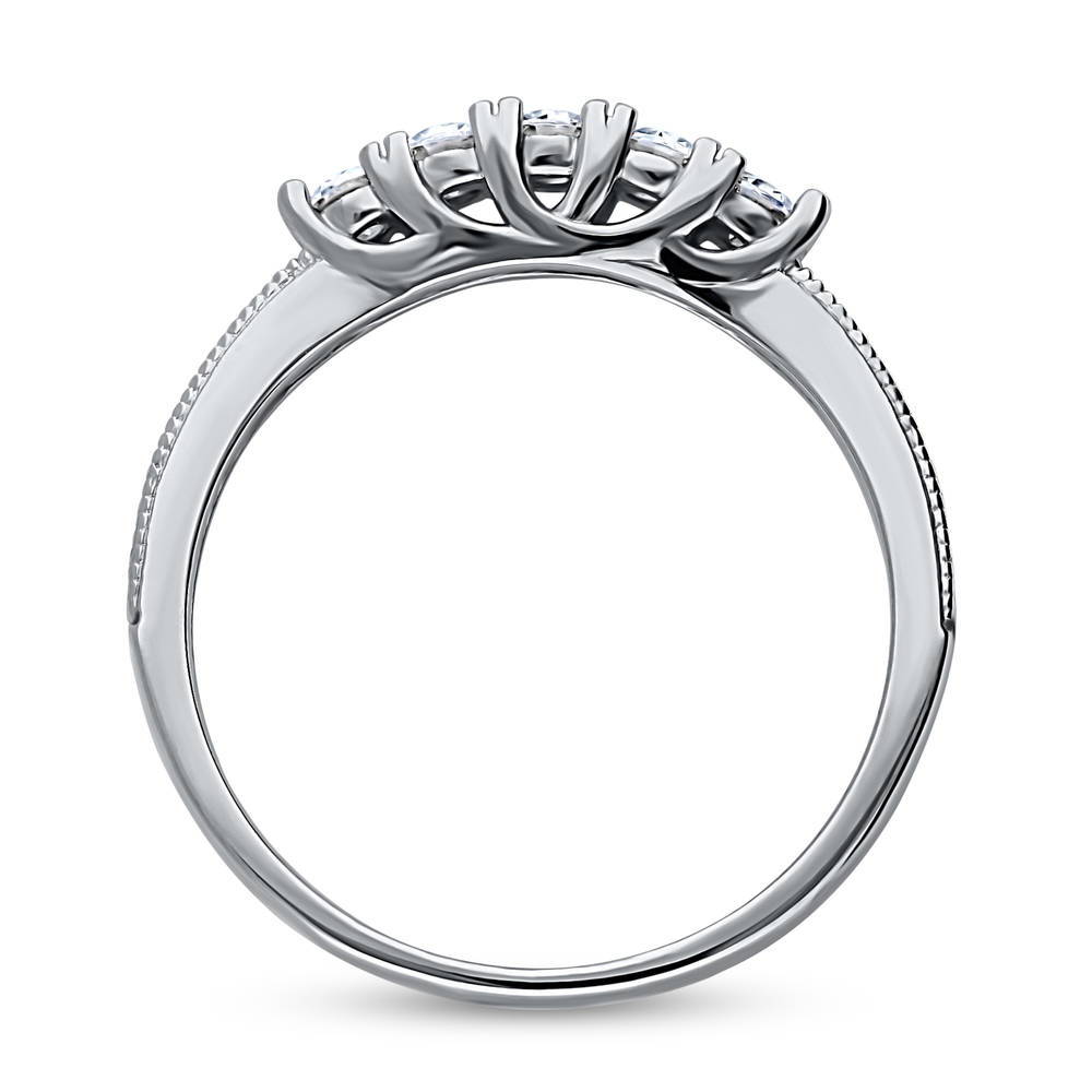5-Stone CZ Curved Half Eternity Ring in Sterling Silver