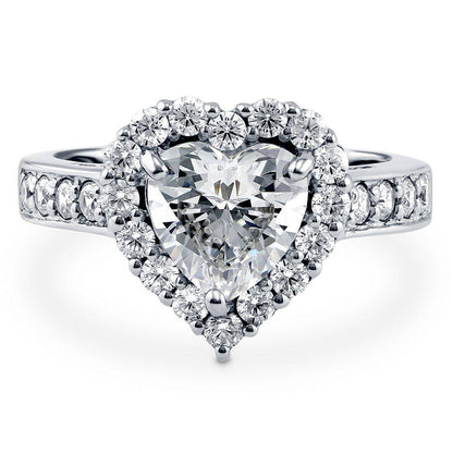 Halo Heart Heart CZ Ring in Sterling Silver