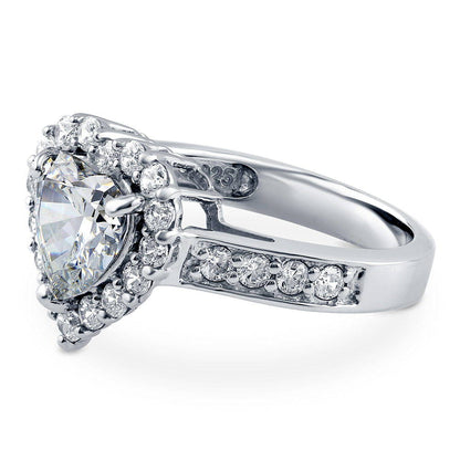 Halo Heart Heart CZ Ring in Sterling Silver