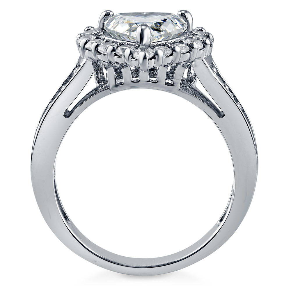 Alternate view of Halo Heart Heart CZ Ring in Sterling Silver, 8 of 8