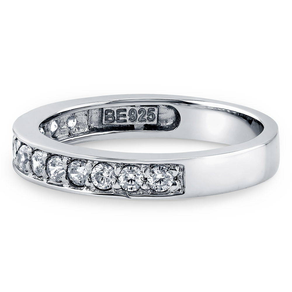 Angle view of Pave CZ Eternity Ring in Sterling Silver, 4 of 5