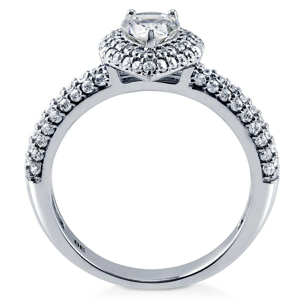 Alternate view of Halo Pear Cut CZ Ring in Sterling Silver, 6 of 6