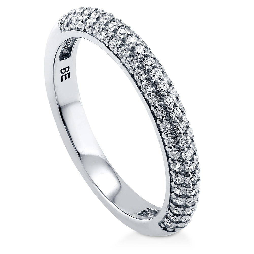 Front view of Pave CZ Eternity Ring in Sterling Silver, 3 of 5