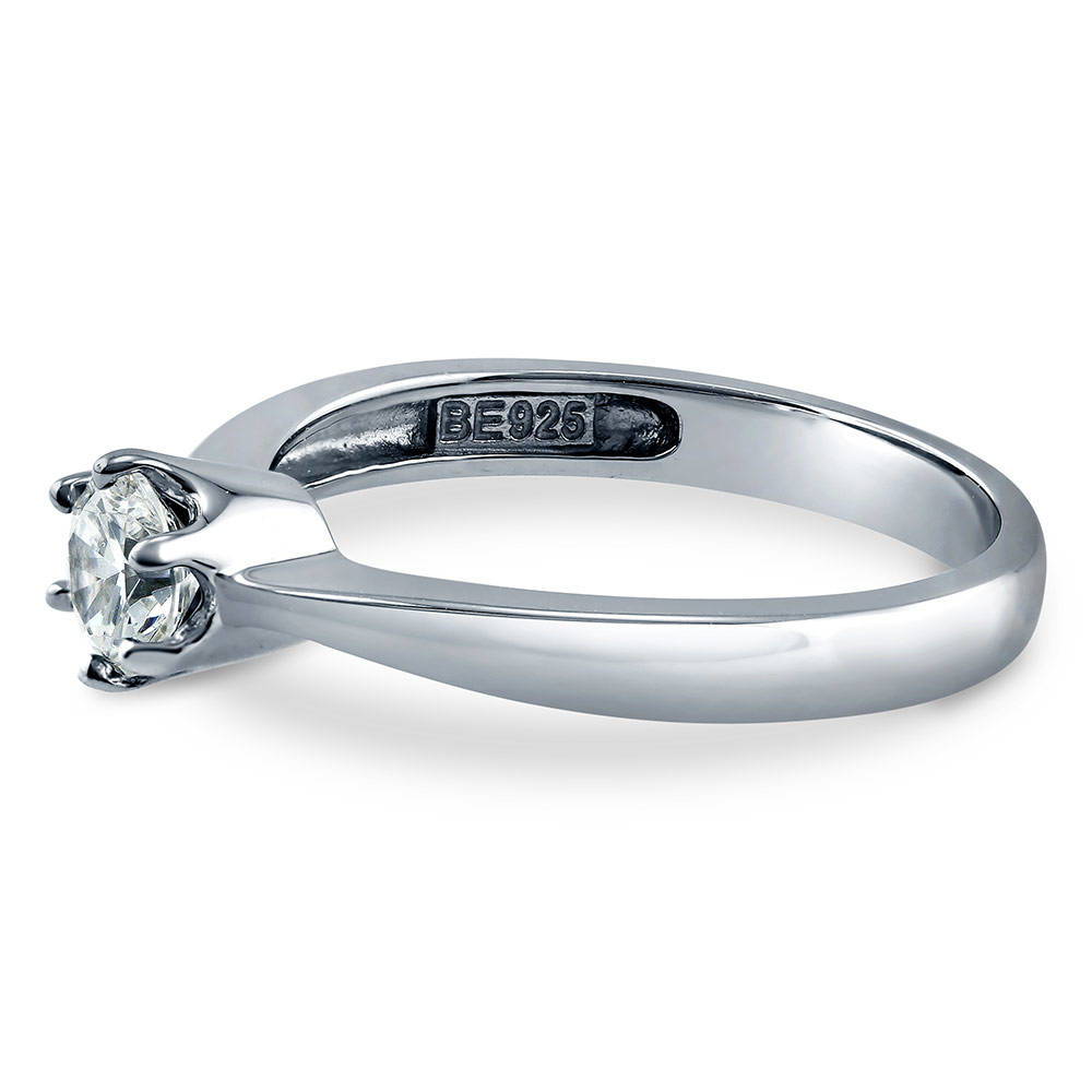 Angle view of Solitaire 0.45ct CZ Ring in Sterling Silver, 5 of 6