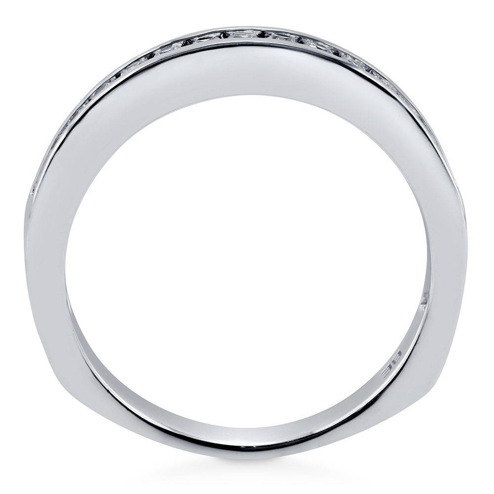 Channel Set CZ Half Eternity Ring in Sterling Silver