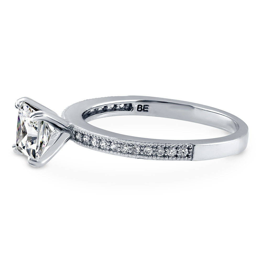 Solitaire 1ct Princess CZ Ring in Sterling Silver