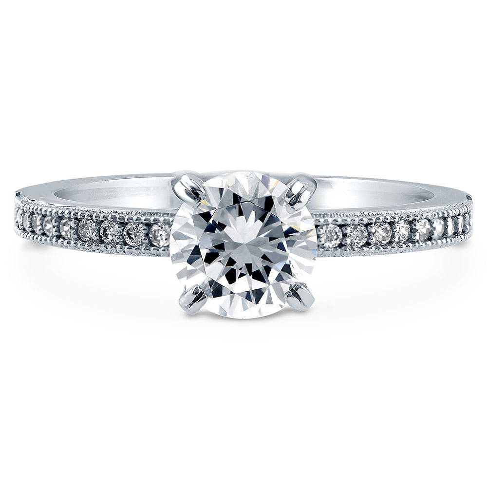 Solitaire 1ct Round CZ Ring in Sterling Silver