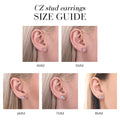 CZ stud earrings size guide for princess cut