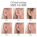 CZ stud earrings size guide for round cut