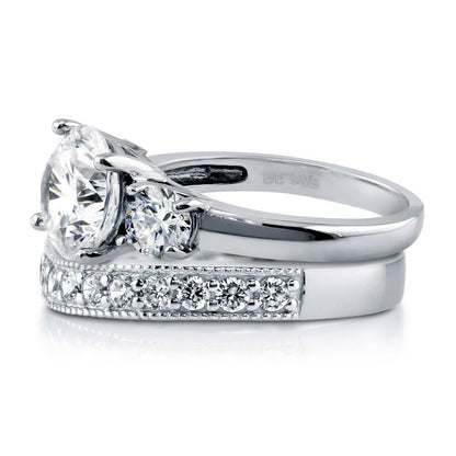 3-Stone 2.4ct CZ Ring Set in Sterling Silver