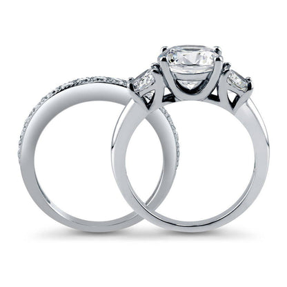 3-Stone 2.4ct CZ Ring Set in Sterling Silver