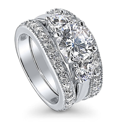 3-Stone 2.4ct CZ Ring Set in Sterling Silver
