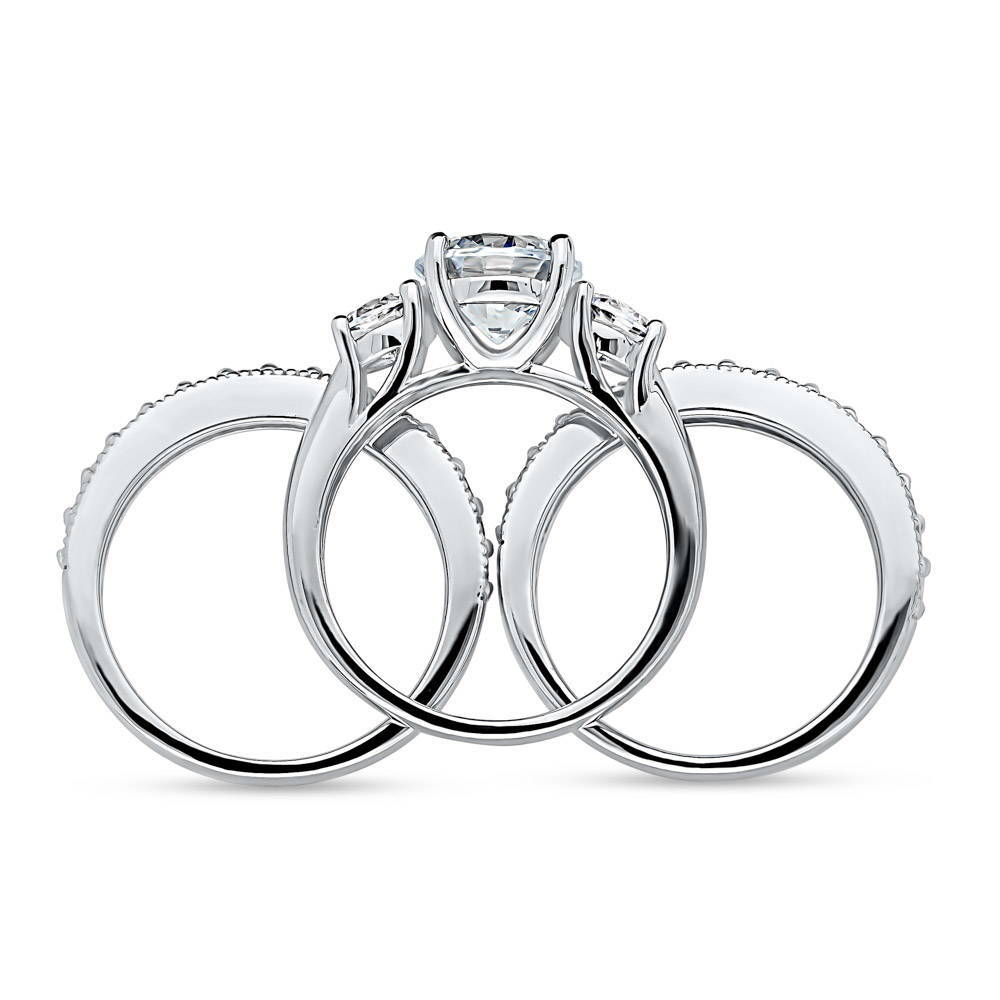 Alternate view of 3-Stone 2.4ct CZ Ring Set in Sterling Silver, 8 of 12