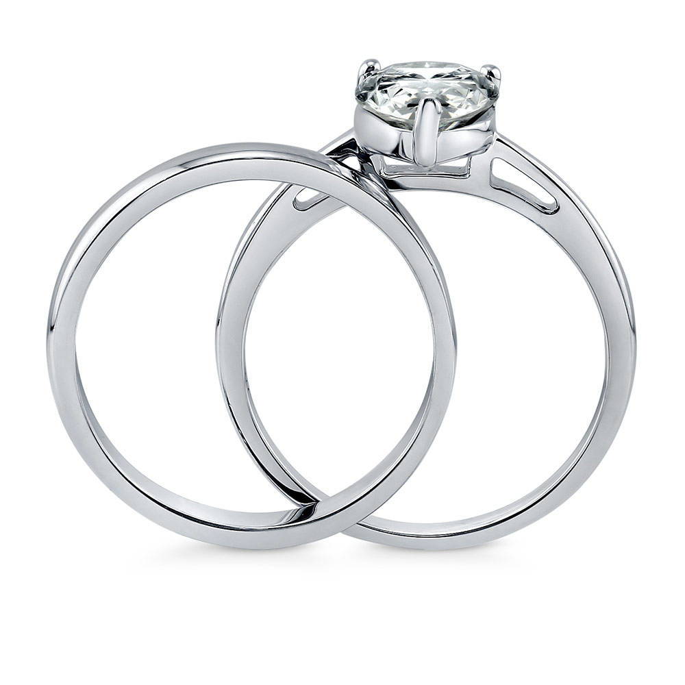 Alternate view of Solitaire 1.8ct Pear CZ Ring Set in Sterling Silver, 8 of 11