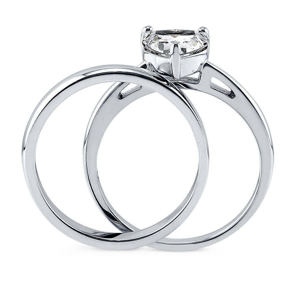 Alternate view of Solitaire Heart 1.1ct Heart CZ Ring Set in Sterling Silver, 7 of 7