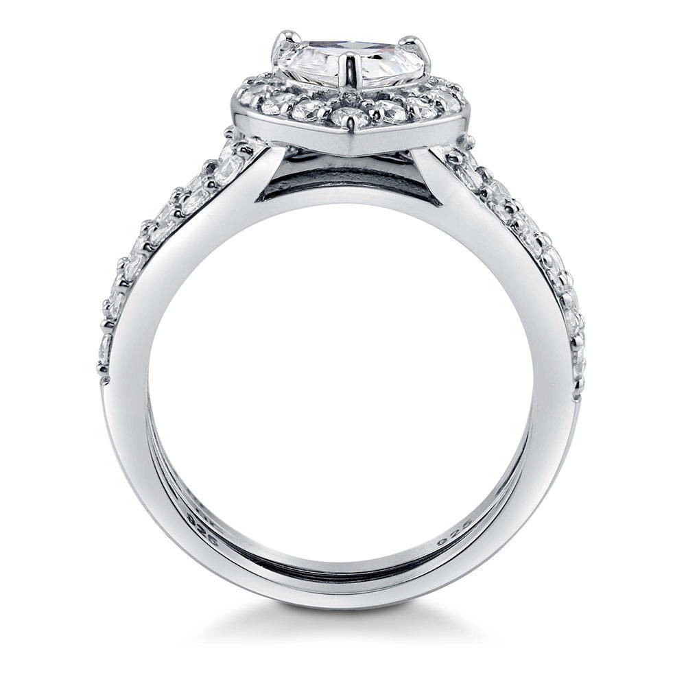 Alternate view of Halo Heart CZ Insert Ring Set in Sterling Silver, 8 of 8