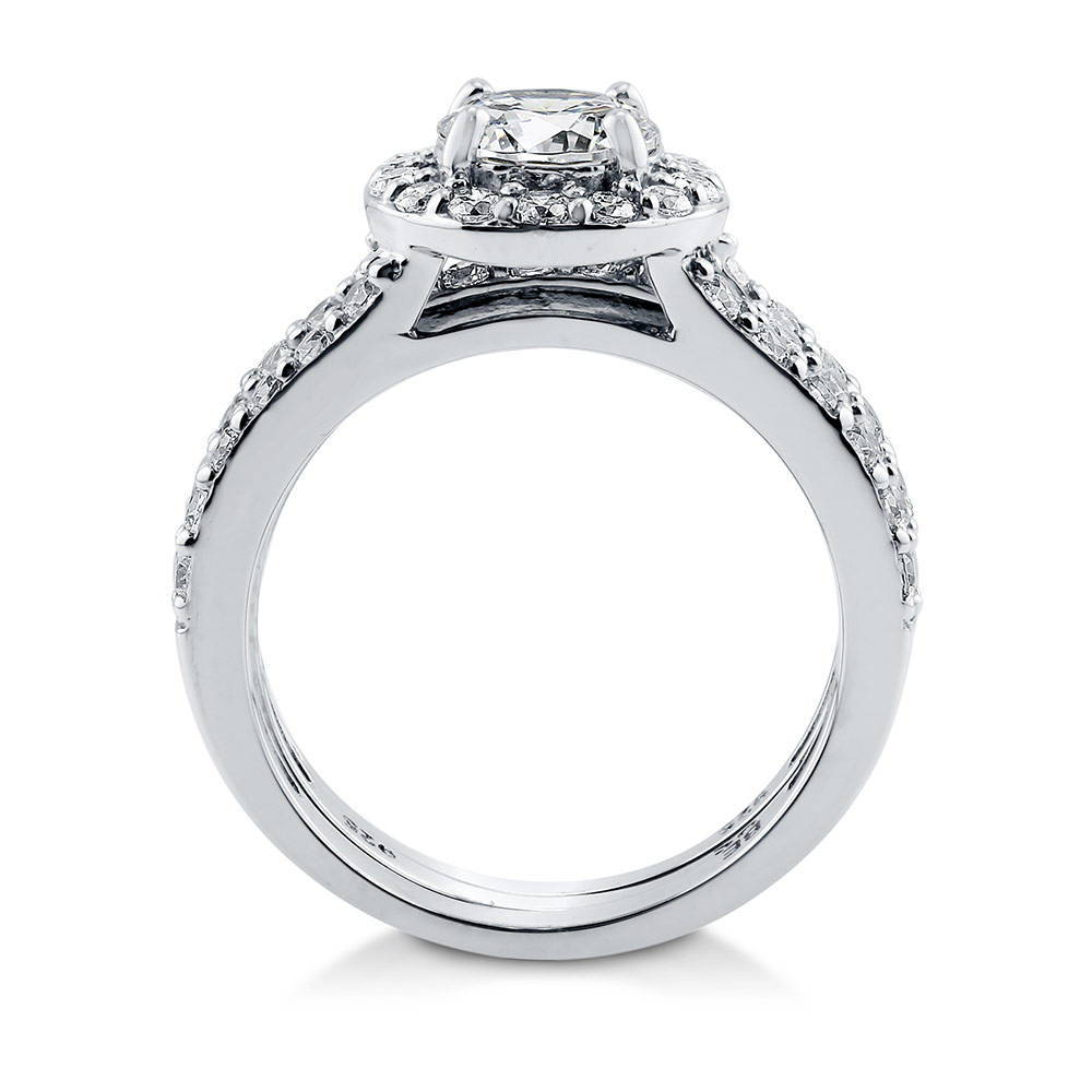 Halo Round CZ Insert Ring Set in Sterling Silver