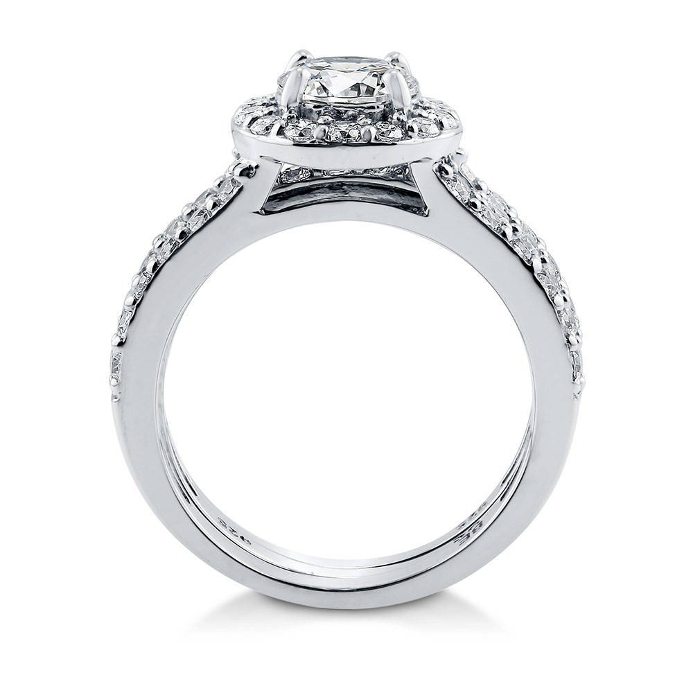 Alternate view of Halo Round CZ Insert Ring Set in Sterling Silver, 7 of 7