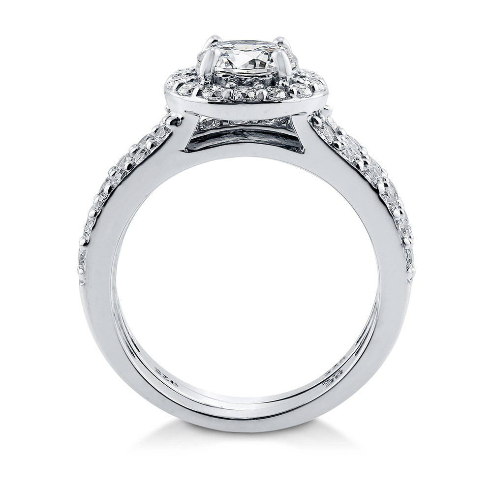 Halo CZ Insert Ring Set in Sterling Silver