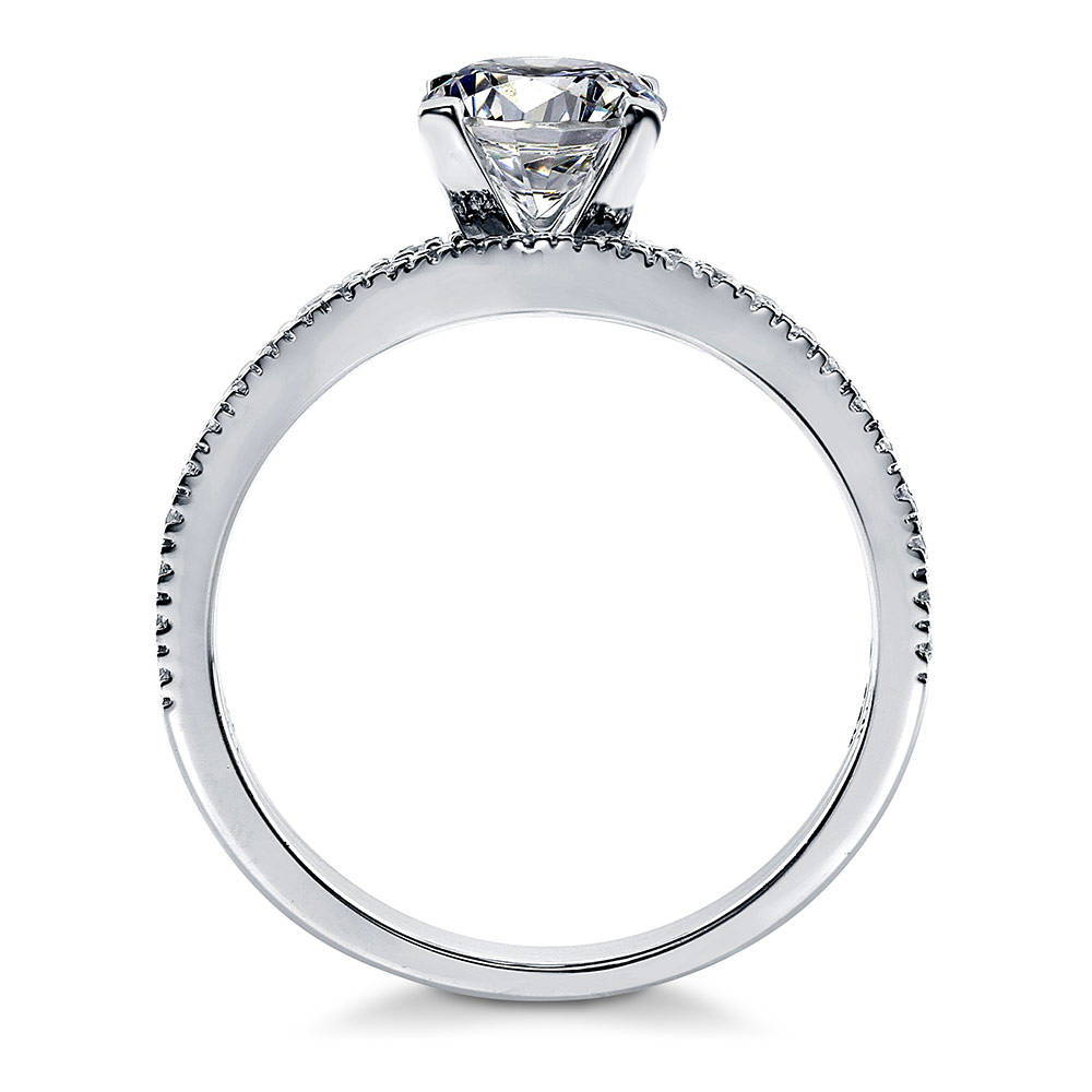 Solitaire 1ct Round CZ Ring Set in Sterling Silver