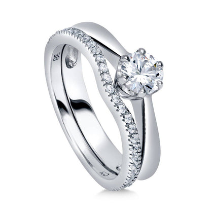 Solitaire Wishbone 0.45ct CZ Ring Set in Sterling Silver
