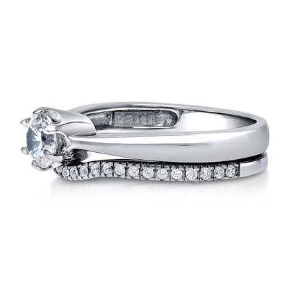 Solitaire Wishbone 0.45ct CZ Ring Set in Sterling Silver