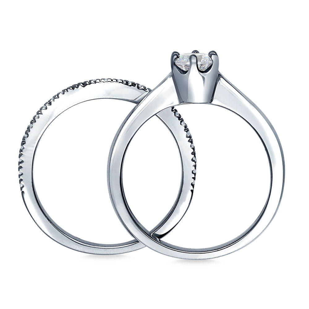 Alternate view of Solitaire Wishbone 0.45ct CZ Ring Set in Sterling Silver, 8 of 10