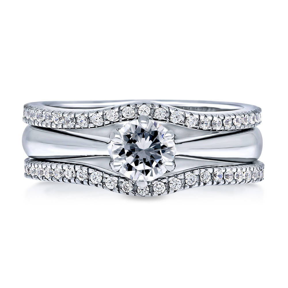 Solitaire Wishbone 0.45ct CZ Ring Set in Sterling Silver