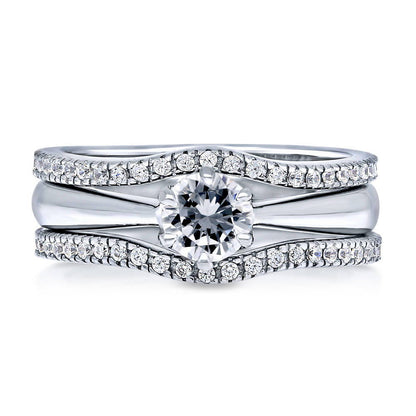 Solitaire Wishbone 0.45ct CZ Ring Set in Sterling Silver