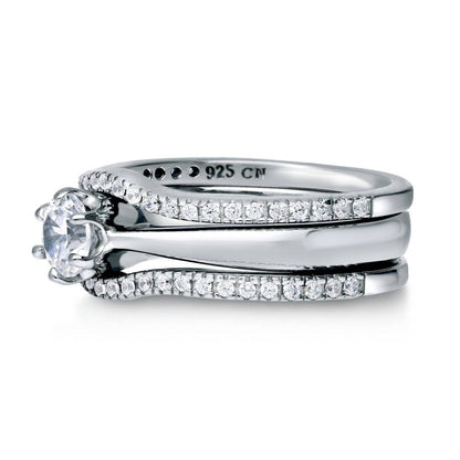 Solitaire Wishbone 0.45ct CZ Ring Set in Sterling Silver