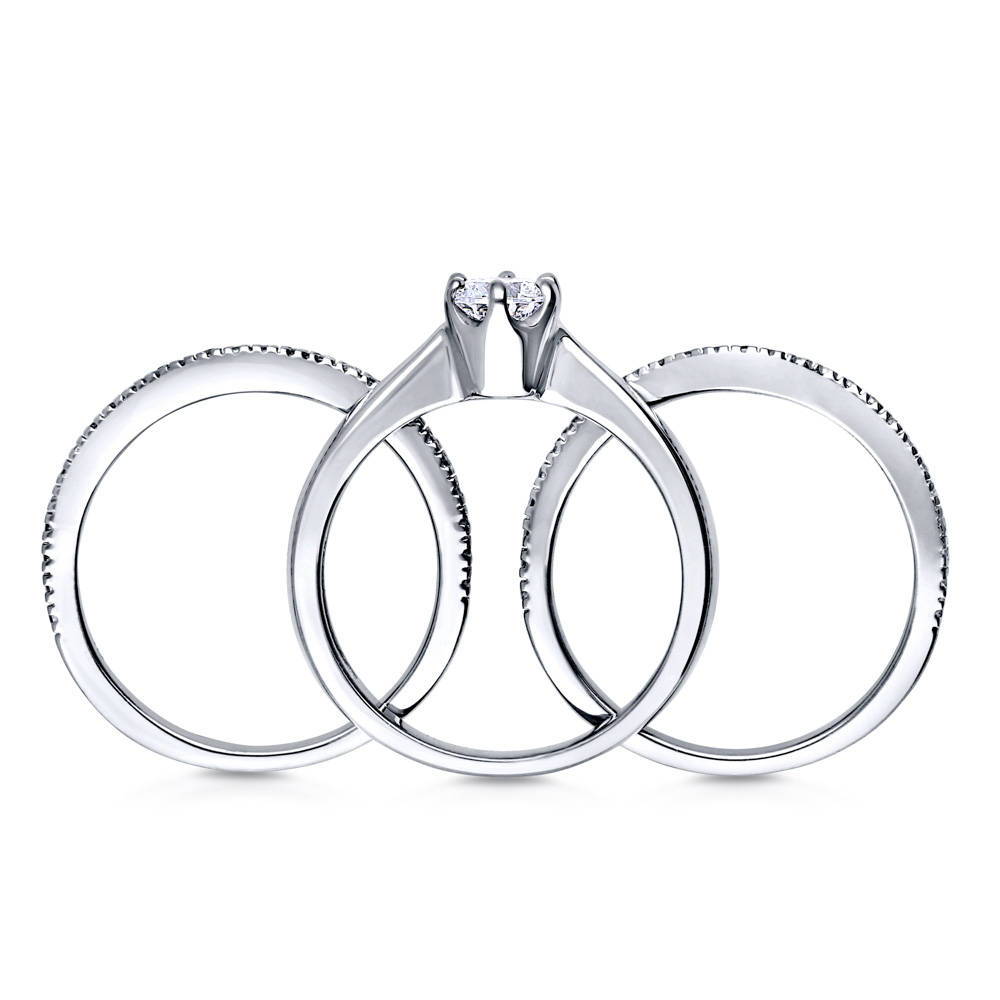 Solitaire Wishbone 0.45ct CZ Ring Set in Sterling Silver