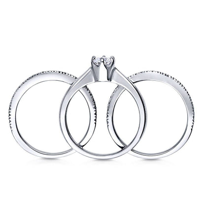 Solitaire Wishbone 0.45ct CZ Ring Set in Sterling Silver