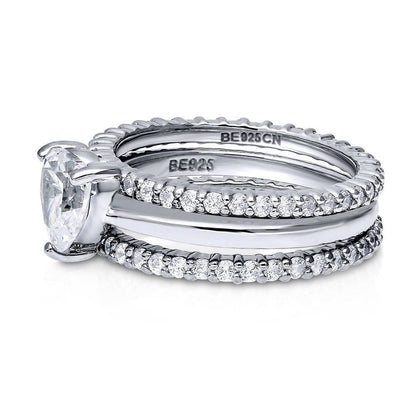 Solitaire Heart 1.1ct Heart CZ Ring Set in Sterling Silver