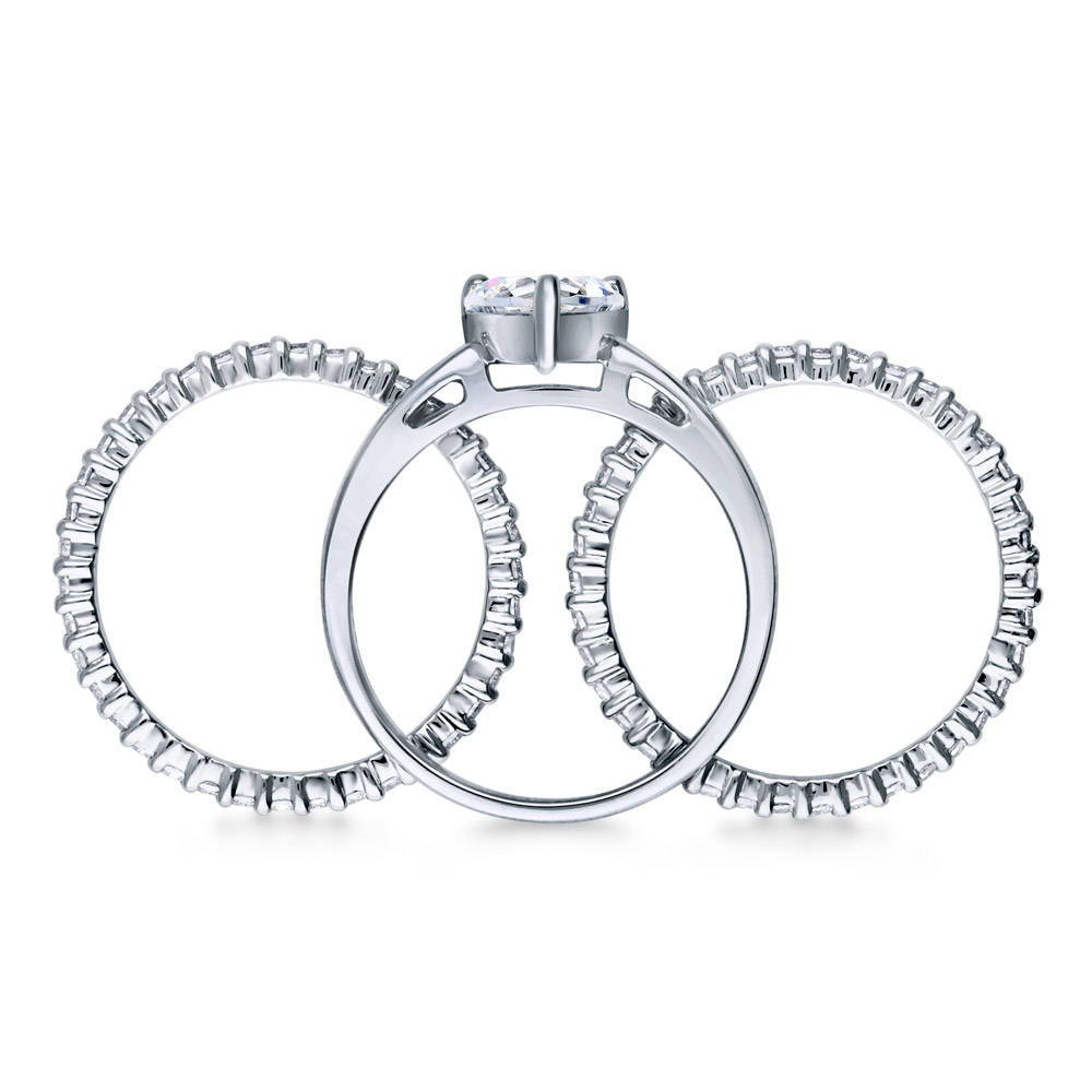 Alternate view of Solitaire Heart 1.1ct Heart CZ Ring Set in Sterling Silver, 8 of 12
