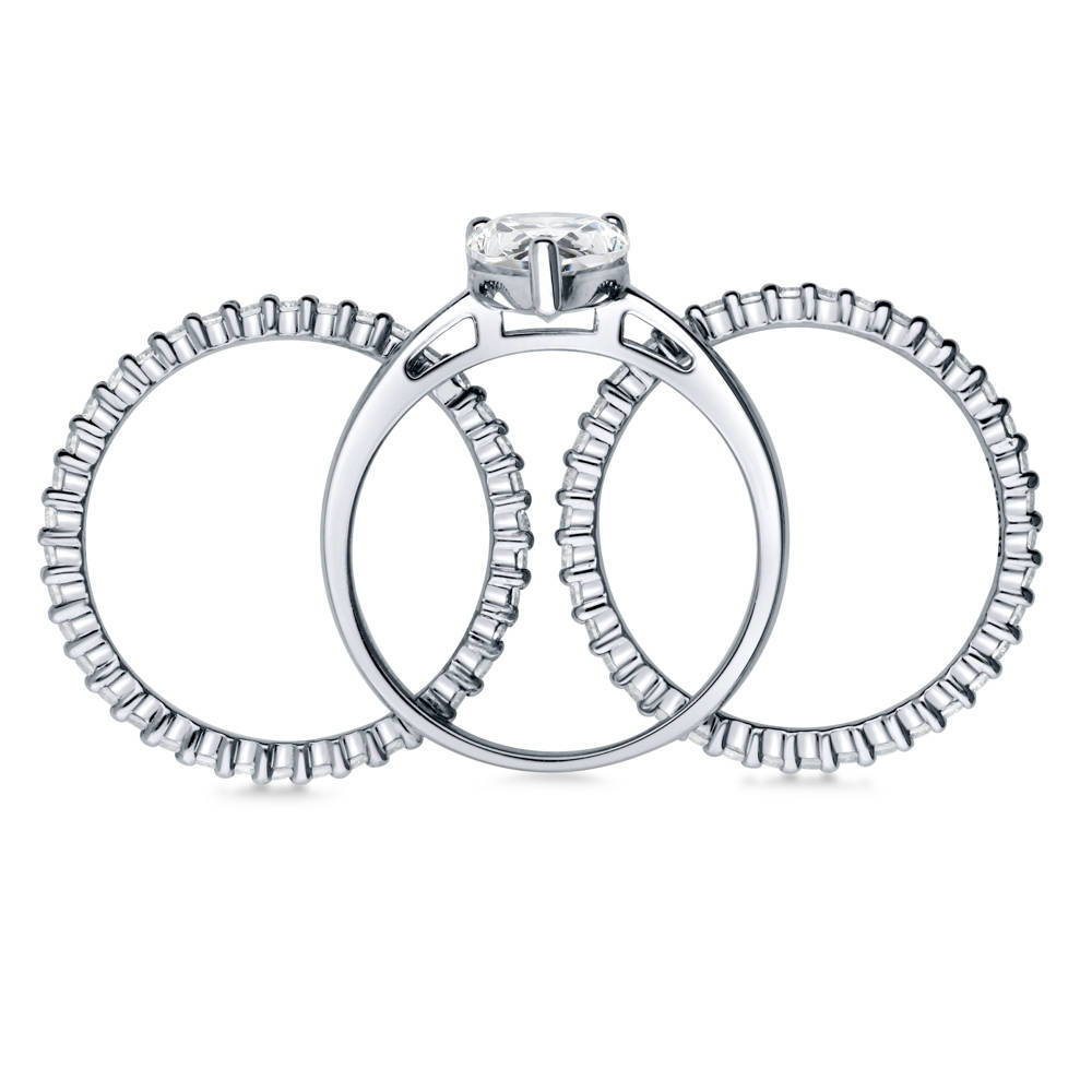 Alternate view of Solitaire 1.8ct Pear CZ Ring Set in Sterling Silver, 8 of 16