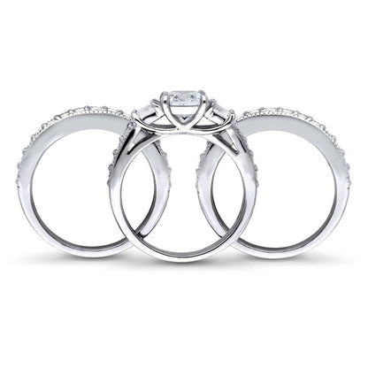 3-Stone 1.5ct Cushion CZ Ring Set in Sterling Silver