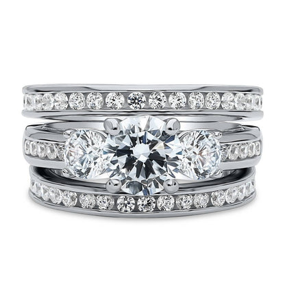 3-Stone 1ct CZ Ring Set in Sterling Silver