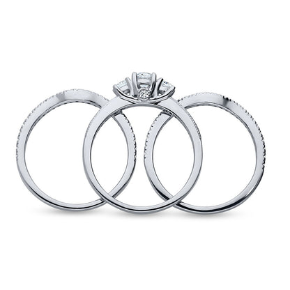3-Stone Wishbone 0.25ct CZ Ring Set in Sterling Silver