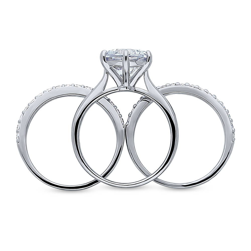 Solitaire 3.8ct Round CZ Ring Set in Sterling Silver