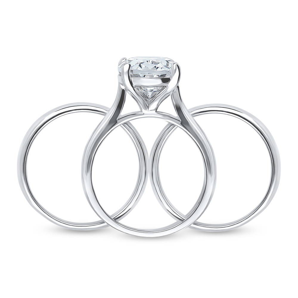 Solitaire 5.5ct Oval CZ Ring Set in Sterling Silver