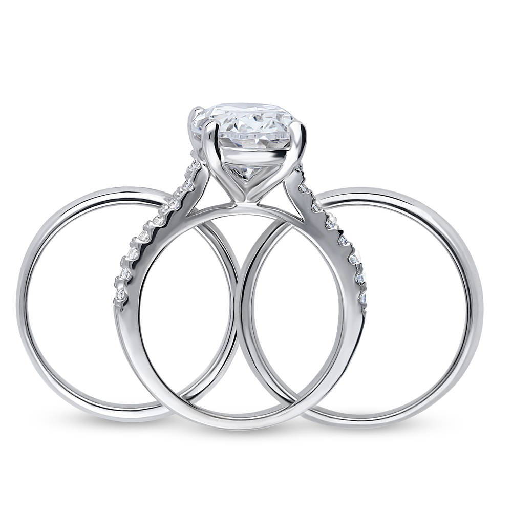 Solitaire 5.5ct Oval CZ Ring Set in Sterling Silver