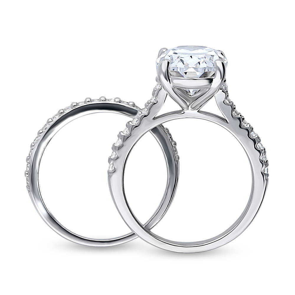 Solitaire 5.5ct Oval CZ Ring Set in Sterling Silver