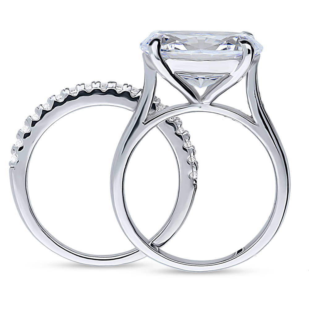 Alternate view of Solitaire East-West 5.5ct Oval CZ Ring Set in Sterling Silver, 7 of 13