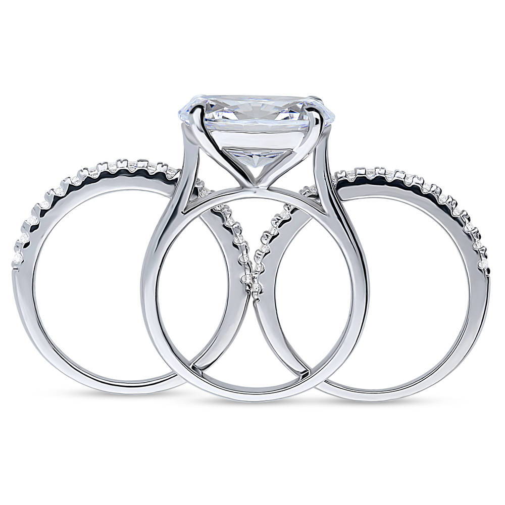 Alternate view of Solitaire East-West 5.5ct Oval CZ Ring Set in Sterling Silver, 7 of 11